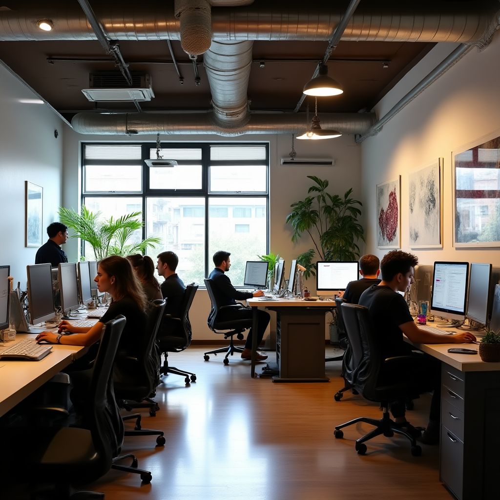 Espacio de coworking con emprendedores tecnológicos